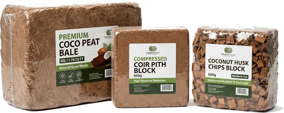 Coco Peat & Chip Bales, Coir Blocks, Husk Chip Blocks